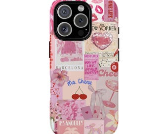 Snyggt rosa Y2K Coquette Collage-telefonskal, Disco Girl, söt och preppy, iPhone 16 15 14 13 12 11 Pro Max Plus X, Samsung Galaxy S24 S23 S22