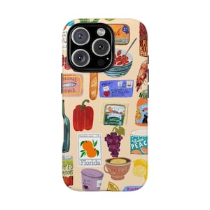 Fun Foods Collage Phone Case, Trendy Groceries Case, Preppy Aesthetics, iPhone 16 15 14 13 12 11 Pro Max Plus X, Samsung Galaxy phone case