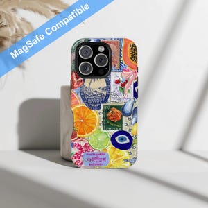 Magsafe Fruity European Summer Collage Phone Case, La Dolce Vita, Spring Summer Themed, Cute & Trendy Mag Safe iPhone 16 15 14 13 Pro Max