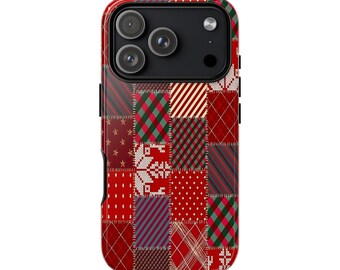 Winter Plaid Red Plaid Checkered Red Tartan Phone Case, iPhone 17