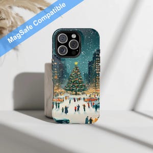 MagSafe Vintage New York City Christmas Phone Case, Winter Holiday, iPhone 16 15 14 13 Pro, iPhone case, Christmas Phone case, Phone case