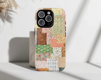 Bohemian Floral Patchwork Collage Phone Case,Cute Trendy Flower Pattern,Preppy Floral Aesthetic,iPhone 16 15 14 13 12 11 Pro Max,Phone case