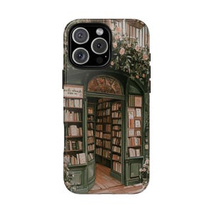 Cottagecore Floral Bookstore Phone Case, Cute Bookish Bookshop, iPhone 16 15 14 13 12 11 Pro Max, Samsung Galaxy S24 S23 S22 S20 Ultra