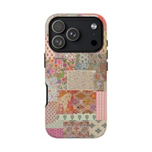 Floral patchwork Collage Phone Case, Preppy Aesthetic, iPhone 16 15 14 13 12 11 Pro Max 8, Samsung Galaxy S23 S22 S20 Ultra, iphone case