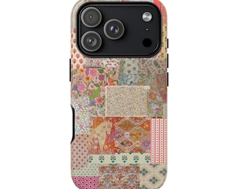 Floral patchwork Collage Phone Case, Preppy Aesthetic, iPhone 16 15 14 13 12 11 Pro Max 8, Samsung Galaxy S23 S22 S20 Ultra, iphone case