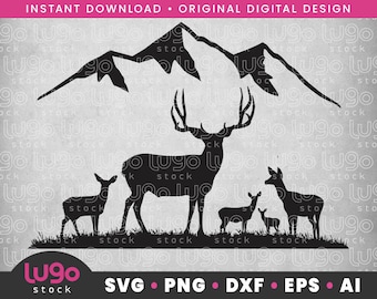 Deer SVG | Mule Deer Buck Silhouette | Vector Clipart | DIGITAL DOWNLOAD | svg | png | dxf | eps | ai | Cricut svg | Buck Doe Hunting Scene