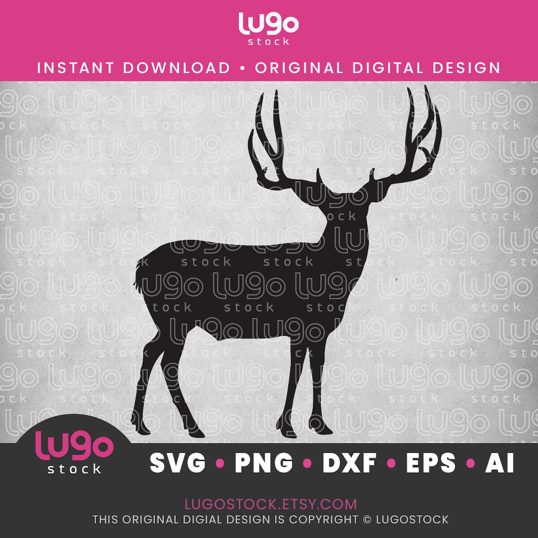 Mule Deer Buck Silhouette Vector Clipart INSTANT DIGITAL DOWNLOAD Svg