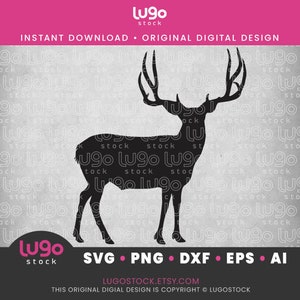 Mule Deer Buck Silhouette | Vector Clipart | INSTANT DIGITAL DOWNLOAD | svg | png | dxf | eps | ai | Cricut svg | Buck Deer Hunting