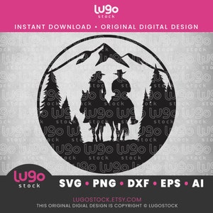 Cowboy & Cowgirl Silhouette Design | T-Shirt Design | Vector Clipart | INSTANT DIGITAL DOWNLOAD | svg | png | dxf | eps | ai | Cricut svg