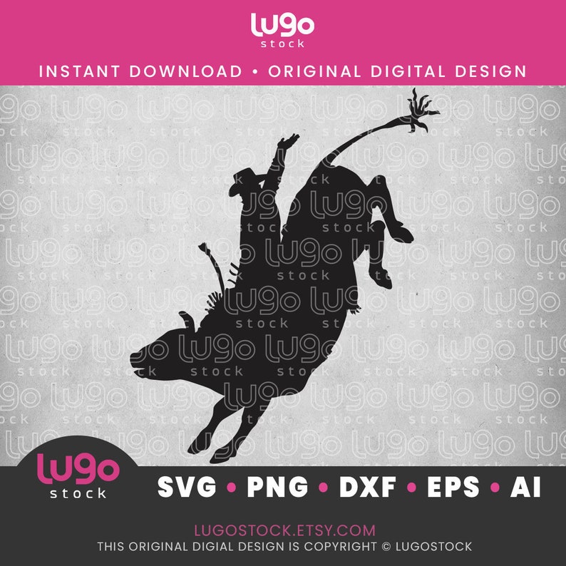 Rodeo Cowboy Bucking Bull Rider Svg Silhouette Vector Clipart INSTANT ...