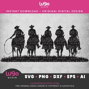 Ranch Cowboy Silhouettes | Western Cowboys | CowHorse | Vector Clipart | INSTANT DIGITAL DOWNLOAD | svg | png | dxf | eps | ai | Cricut svg