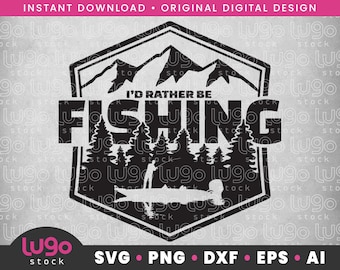 Fishing Svg | Id Rather Be Fishing Logo | Bass Fishing Bass Boat Silhouette | INSTANT DIGITAL DOWNLOAD | svg, png, dxf, eps, ai | Cricut svg