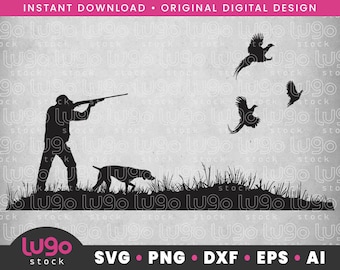 Fasanjakt SVG | Fågeljägaresilhuett | Fasansvg | Höglandsvilt-svg | DIGITAL NEDLADDNING | svg | png | dxf | eps | ai | Cricut svg