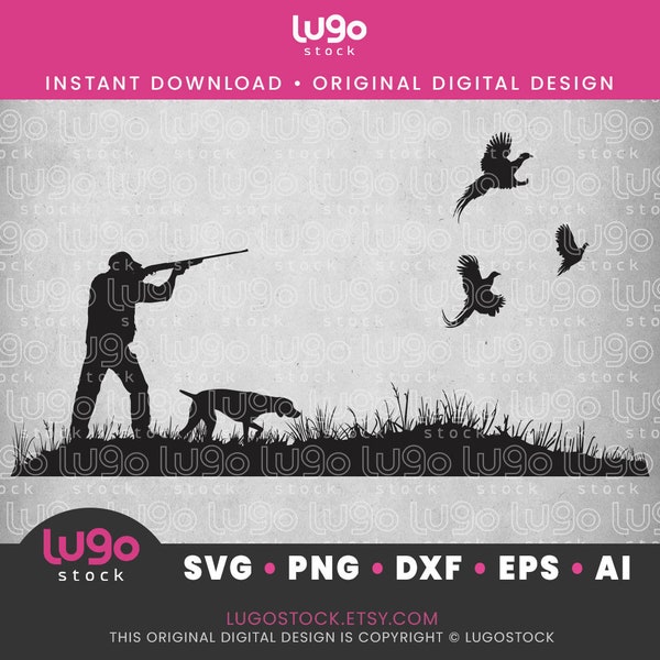 Pheasant Hunting SVG | Bird Hunter Silhouette | Pheasant Svg | Upland Game Svg | DIGITAL DOWNLOAD | svg | png | dxf | eps | ai | Cricut svg