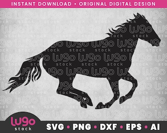 Running Horse Silhouette | Vector Clipart | INSTANT DIGITAL DOWNLOAD | svg | png | dxf | eps | ai | Cricut svg | Galloping Horse Horse Lover