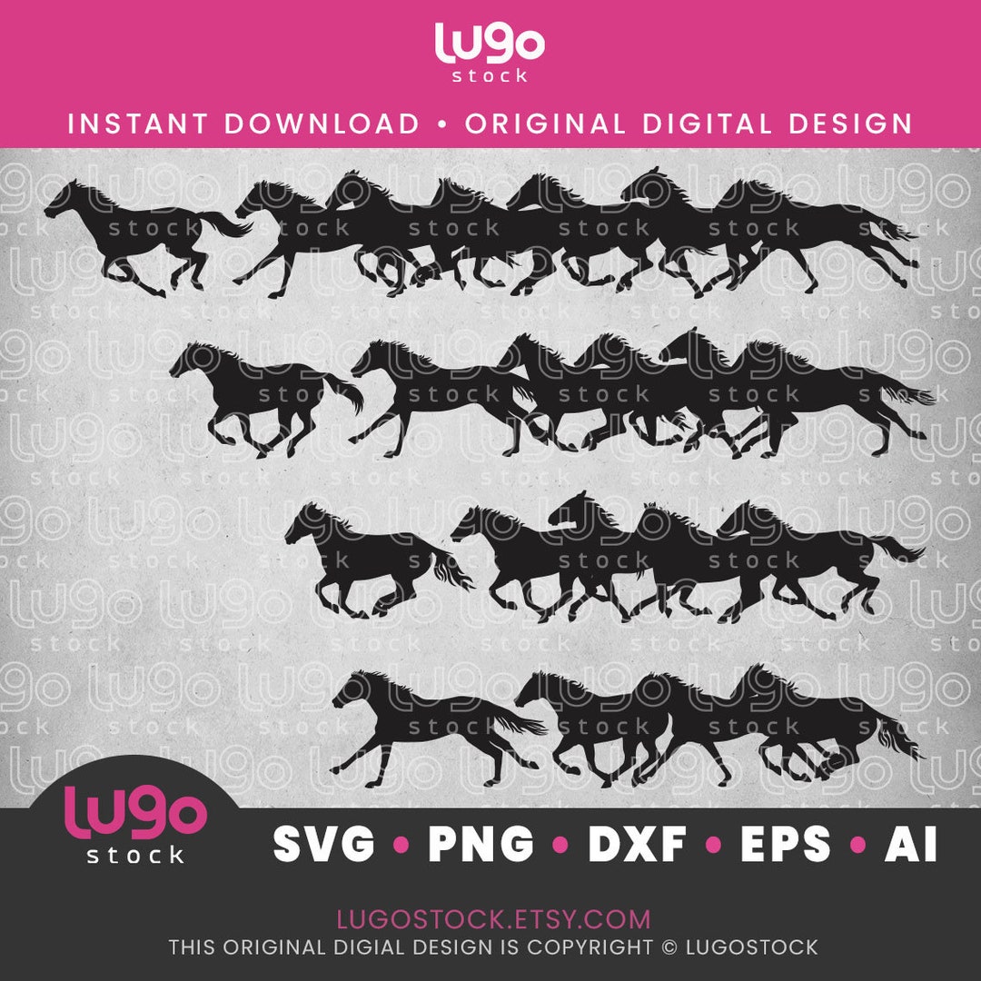 Running Horses Silhouette | Vector Clipart | INSTANT DIGITAL DOWNLOAD ...