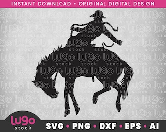 Rodeo Cowboy SVG | Bucking Bronc Rider | Cowboy Silhouette | Vector Clipart | DIGITAL DOWNLOAD | svg | png | dxf | eps | ai | Cricut svg