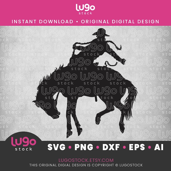 Rodeo Cowboy SVG | Bucking Bronc Rider | Cowboy Silhouette | Vector Clipart | DIGITAL DOWNLOAD | svg | png | dxf | eps | ai | Cricut svg