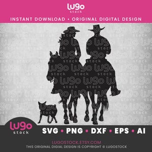 Cowboy & Cowgirl Silhouette | Cowgirl Riding Horse | Vector Clipart | INSTANT DIGITAL DOWNLOAD | svg | png | dxf | eps | ai | Cricut svg