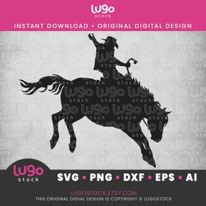 Rodeo Cowboy Bucking Bronc Rider | Svg Silhouette | Vector Clipart | INSTANT DIGITAL DOWNLOAD | svg | png | dxf | eps | ai | Cricut svg