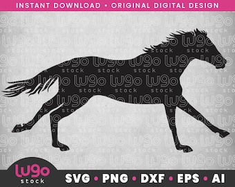 Running Horse Silhouette | Vector Clipart | INSTANT DIGITAL DOWNLOAD | svg | png | dxf | eps | ai | Cricut svg | Galloping Horse Horse Lover
