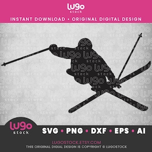 Snow Skiing Silhouette | Ski Svg | Svg Silhouette | Vector Clipart | INSTANT DIGITAL DOWNLOAD | svg | png | dxf | eps | ai | Cricut svg