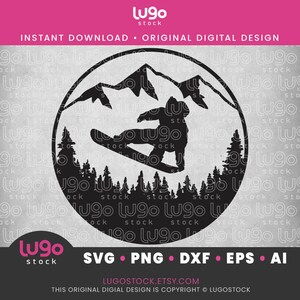 Snowboarding Silhouette Design | Mountain Landscape | Vector Clipart | INSTANT DIGITAL DOWNLOAD | svg | png | dxf | eps | ai | Cricut svg