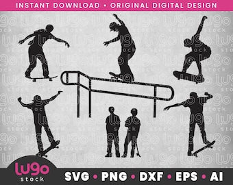 Skateboard SVG | Skateboarding Silhouette Bundle | Skate Vector Clipart | DIGITAL DOWNLOAD | svg | png | dxf | eps | ai | Cricut svg