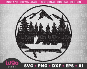 Fishing Svg | Trout Fishing Silhouette | Fishing Scene Svg | Fisherman Svg | INSTANT DIGITAL DOWNLOAD | svg, png, dxf, eps, ai | Cricut svg