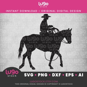 Cowboy Silhouette | Ranch Cowboy | Vector Clipart | INSTANT DIGITAL DOWNLOAD | svg | png | dxf | eps | ai | Cricut svg | Cowboy Riding Horse