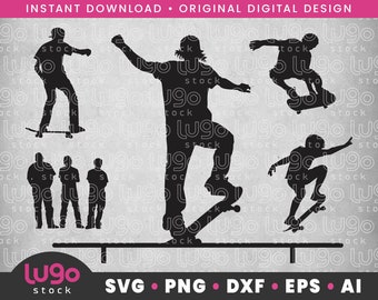 Skateboard Silhouette Bundle | Skateboarding Svg | Skate Vector Clipart | INSTANT DIGITAL DOWNLOAD | svg | png | dxf | eps | ai | Cricut svg