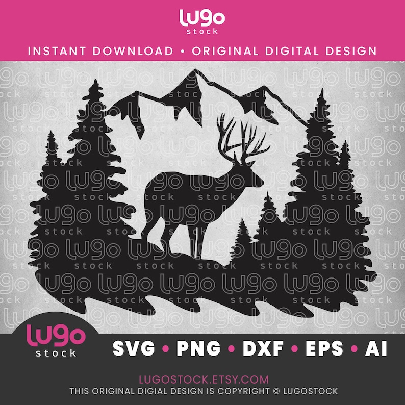 Deer SVG Mule Deer Buck Silhouette Vector Clipart DIGITAL DOWNLOAD Svg