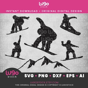Snowboarding Silhouette Bundle | Snowboarder Svg | Vector Clipart | INSTANT DIGITAL DOWNLOAD | svg | png | dxf | eps | ai | Cricut svg