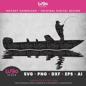 Fishing Svg | Trout Fishing Silhouette | Fishing Scene Svg | Fisherman Svg | INSTANT DIGITAL DOWNLOAD | svg, png, dxf, eps, ai | Cricut svg