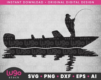 釣り SVG | マス釣りのシルエット | 釣りのシーン SVG | 漁師 SVG | インスタントデジタルダウンロード | svg、png、dxf、eps、ai | Cricut svg