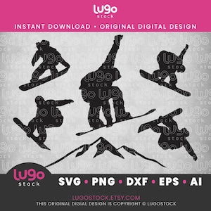 Snowboarding Silhouette Bundle | Snowboarder Svg | Vector Clipart | INSTANT DIGITAL DOWNLOAD | svg | png | dxf | eps | ai | Cricut svg