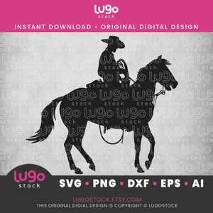 Cowboy Silhouette | Ranch Cowboy | Vector Clipart | INSTANT DIGITAL DOWNLOAD | svg | png | dxf | eps | ai | Cricut svg | Cowboy Riding Horse