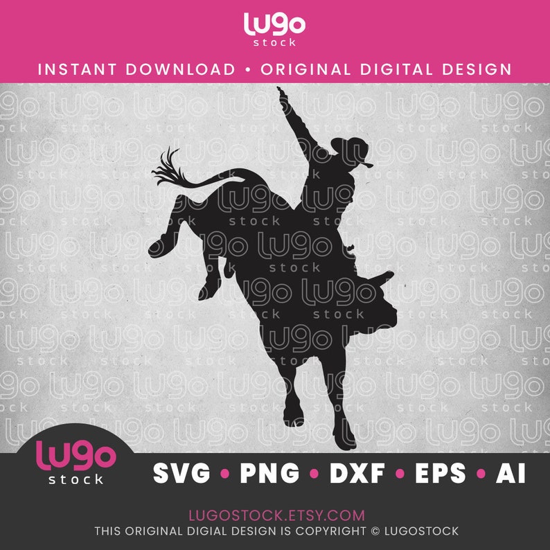 Rodeo Cowboy Bucking Bull Rider Svg Silhouette Vector Clipart INSTANT DIGITAL DOWNLOAD svg png dxf eps ai Cricut svg image 1