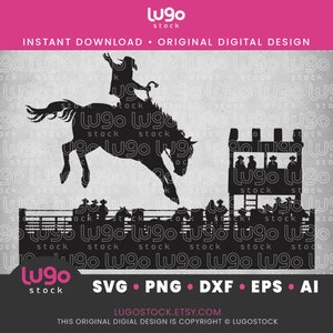 Rodeo Cowboy Bucking Bronc Rider | Svg Silhouette | Vector Clipart | INSTANT DIGITAL DOWNLOAD | svg | png | dxf | eps | ai | Cricut svg