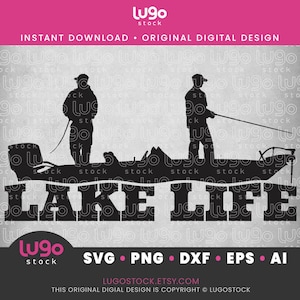 Lake Life Fishing Svg | Bass Fishing Silhouette | Fishing Scene Svg | INSTANT DIGITAL DOWNLOAD | svg, png, dxf, eps, ai | Cricut svg