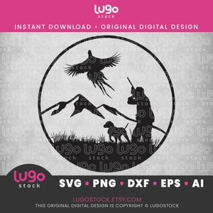 Pheasant Hunting SVG | Bird Hunter Silhouette | Pheasant Svg | Upland Game Svg | DIGITAL DOWNLOAD | svg | png | dxf | eps | ai | Cricut svg