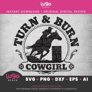 Turn And Burn Cowgirl Svg | Barrel Racing | Svg Silhuett | Vektor Clipart | Digital Nedladdning | svg | png | dxf | eps | ai | Cricut svg