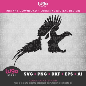 Pheasant Hunting SVG | Bird Hunter Silhouette | Pheasant Svg | Upland Game Svg | DIGITAL DOWNLOAD | svg | png | dxf | eps | ai | Cricut svg