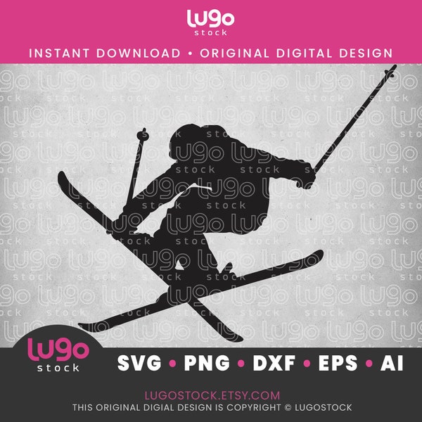 Snow Skiing Silhouette | Ski Svg | Svg Silhouette | Vector Clipart | INSTANT DIGITAL DOWNLOAD | svg | png | dxf | eps | ai | Cricut svg