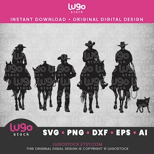 Ranch Cowboys Silhouette Bundle | Cowgirl On Horse | Vector Clipart | INSTANT DIGITAL DOWNLOAD | svg | png | dxf | eps | ai | Cricut svg |