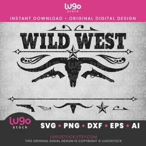 Wild West Logo | Western Cowboy Design Elements Bundel | Vector Clipart | INSTANT DIGITALE DOWNLOAD | SVG | png | dxf | eps | ai | Cricut Svg