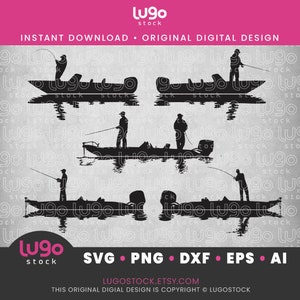 Fishing Svg Bundle | Bass Fishing Silhouette | Fisherman Scene Svg | INSTANT DIGITAL DOWNLOAD | svg, png, dxf, eps, ai | Cricut svg