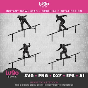 Rail Slide Snowboarding Bundle | Svg Silhouette | Vector Clipart | INSTANT DIGITAL DOWNLOAD | svg | png | dxf | eps | ai | Cricut svg