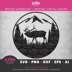 Bull Elk Silhouette | Vector Clipart | INSTANT DIGITAL DOWNLOAD | svg | png | dxf | eps | ai | Hunting Cricut svg | Elk Antlers |