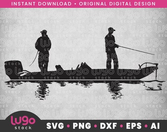 Fishing Svg | Bass Fishing Silhouette | Fishing Scene Svg | Fisherman Svg | INSTANT DIGITAL DOWNLOAD | svg, png, dxf, eps, ai | Cricut svg